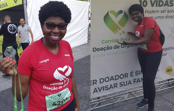 Superação na corrida pela vida: rani Vieira da Cruz participou da prova entre os transplantados. (Crédito: Acervo Pessoal).